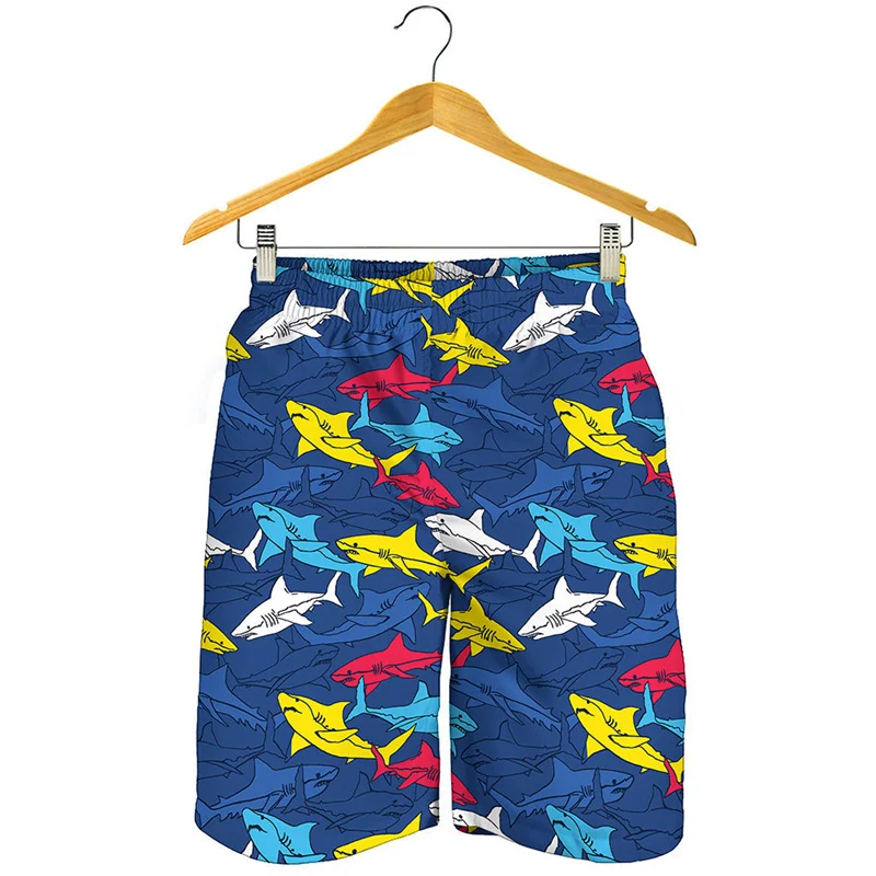 Cute Cartoon Sharks Graphic Short Pants Men 3D Printed Animal Beach Shorts Kids Summer Quick Dry Swim Trunks Surf Board Shorts