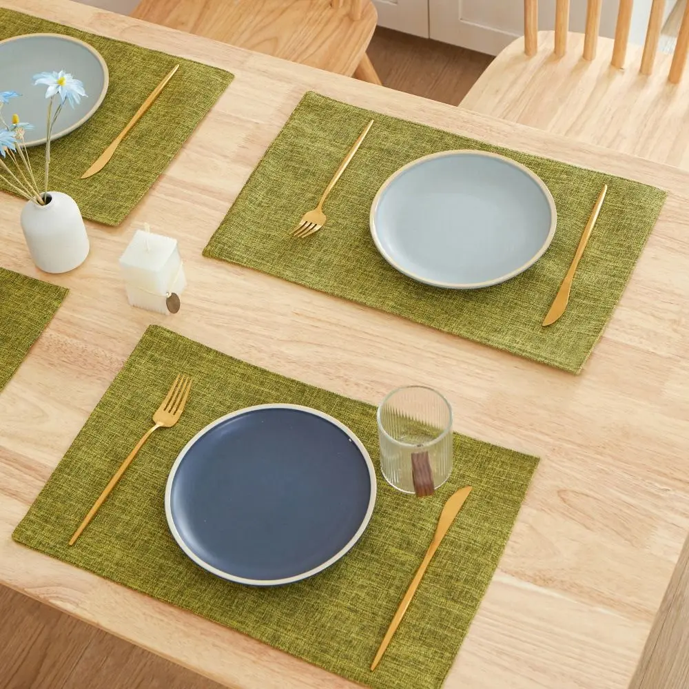 

2Pcs Durable Linen Solid Color Table Mat Absorb Water Multipurpose Nordic Style Table Mat Retro Universal