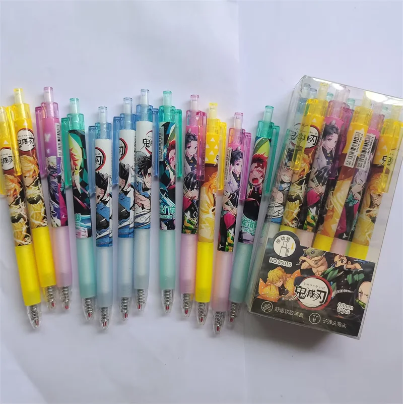 6pcs/lot Kawaii Demon Slayer Gel Pen Cute 0.5mm Black Ink Signature Pens Promotional Gift Office School Supplies