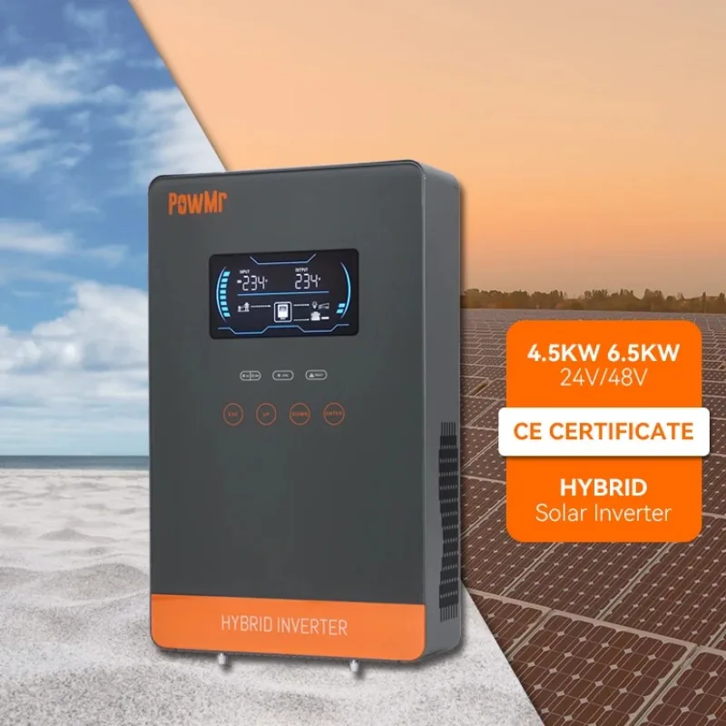 In Stock 6.5KW 48V Single Phase Solar Inverter 4.5KW 24V MPPT Solar Inverter Charger for Hybrid Solar System