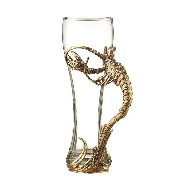 Creative Crayfish Beer Glass, Large Capacity Glass Beer Tumbler for Home Bar, Fashionable Beer-Mug Gift Box Packaging, 420ml