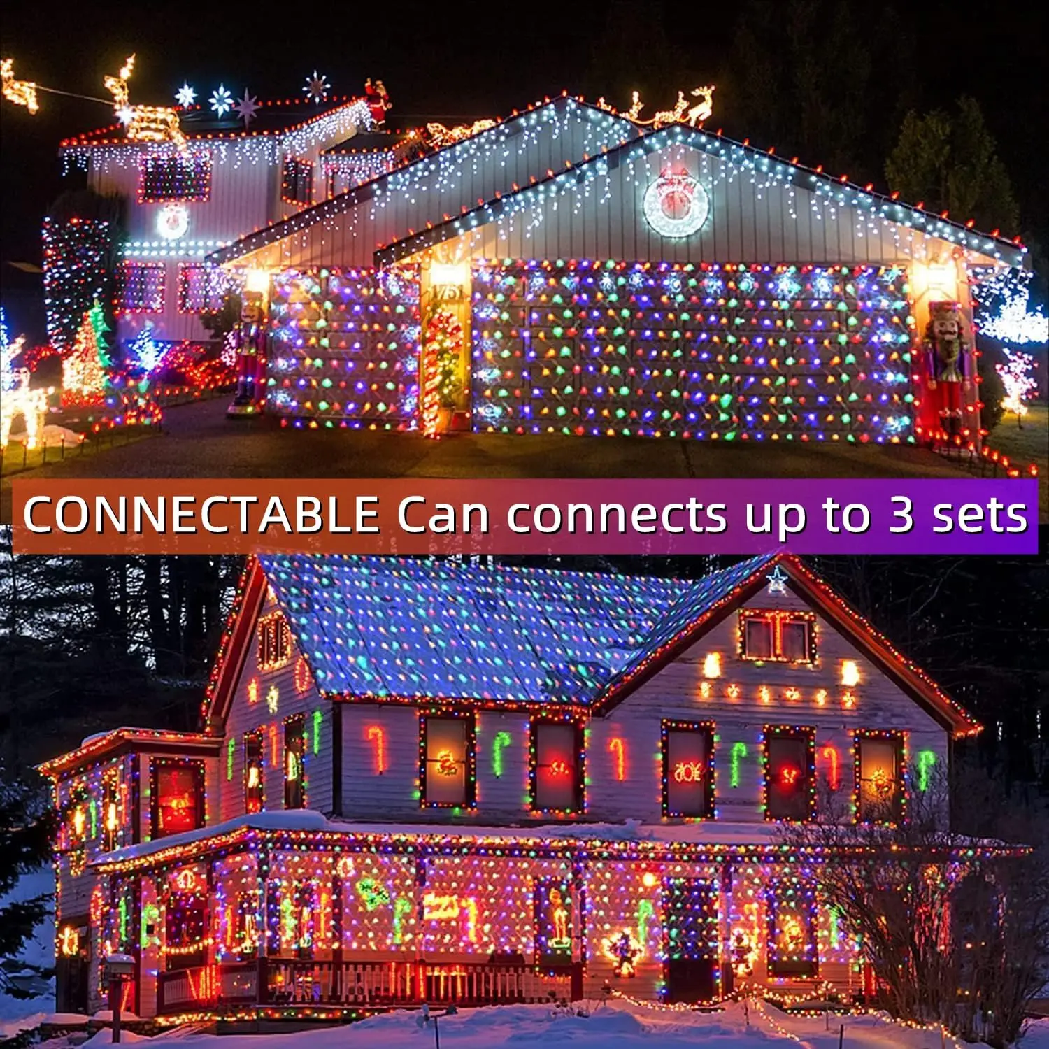 360 LED Christmas Net Lights Outdoor Mesh Lights 12ft x 5ft Waterproof Bush Net Lights 8 Modes with Remote Connectable