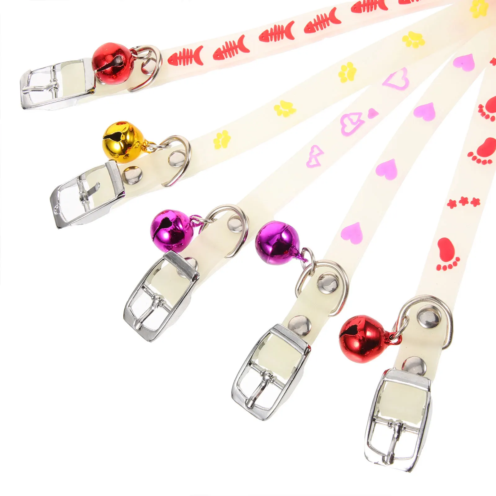 

5pcs Pet Dog Collar Adjustable Silicone Anti-Lost Glowing In Dark Decorative Outdoor Collar For Small Medium Large Dogs