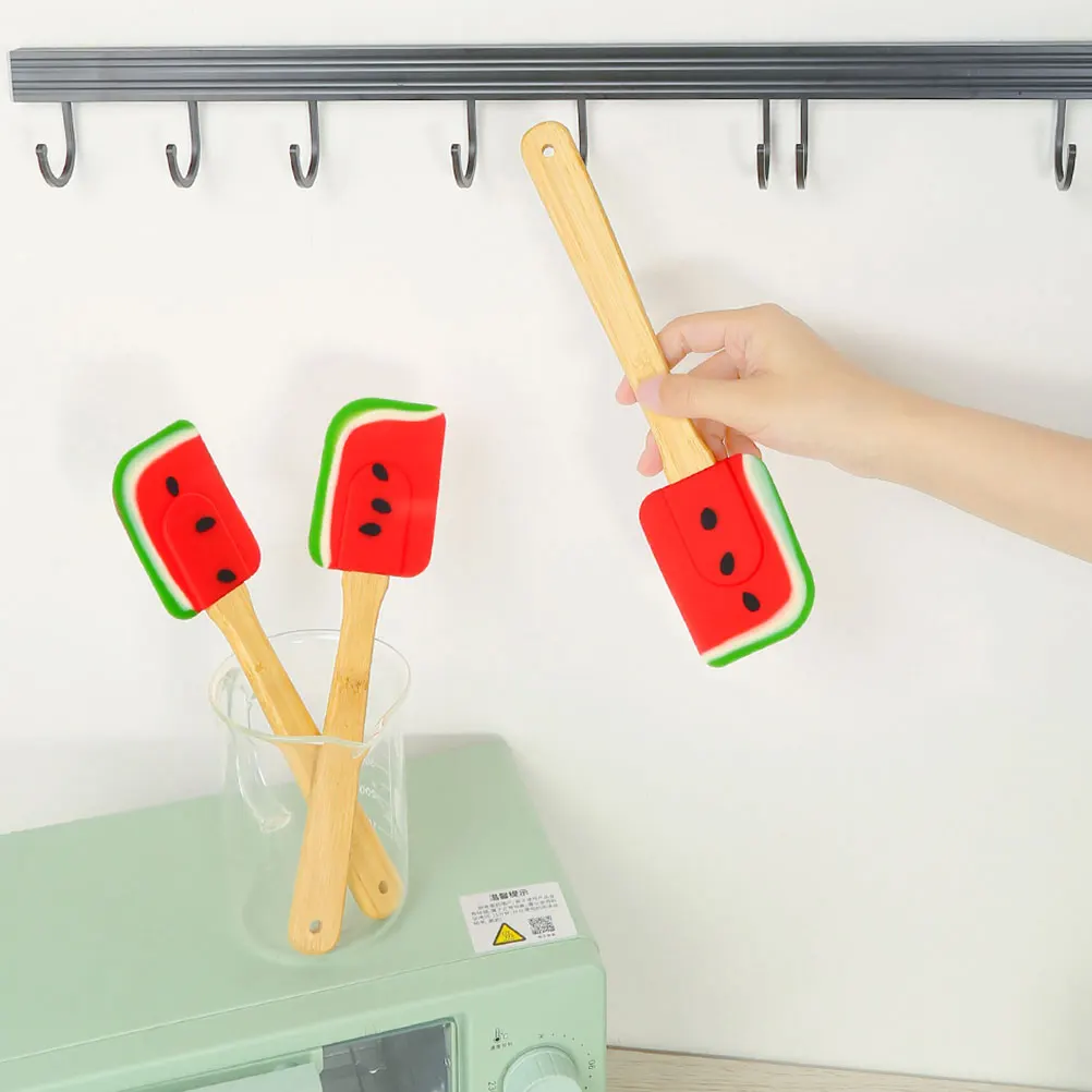 

Cake Scraper Silicone Bamboo H Baking Tool Spreader Long Spatula Cream Watermelon Design Kitchen