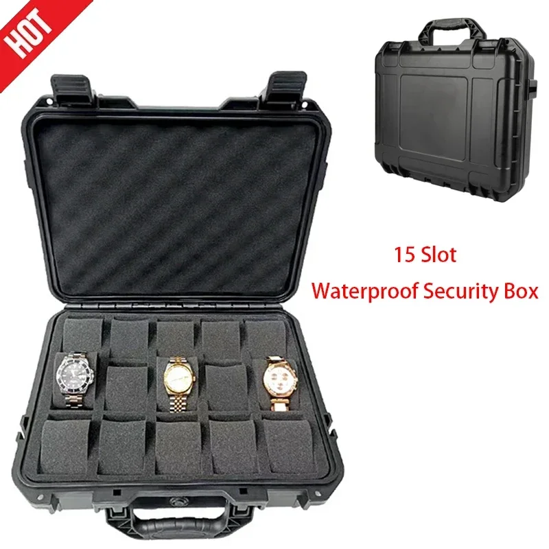 15 Slot High-end Plastic Watch Case Portable Waterproof Watch Case Thickened With Sponge Is Used To Store Watches Tool Box