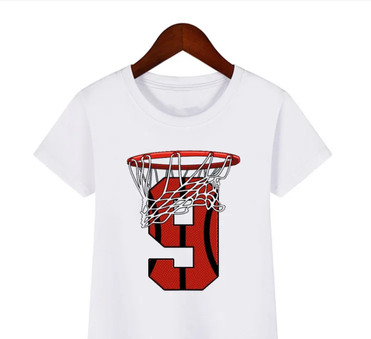 

Childrens T-shirt Funny Basketball Birthday Number Sweatshirt Birthday Gift Clothing For Kids Summer Boys T-shirts Tops