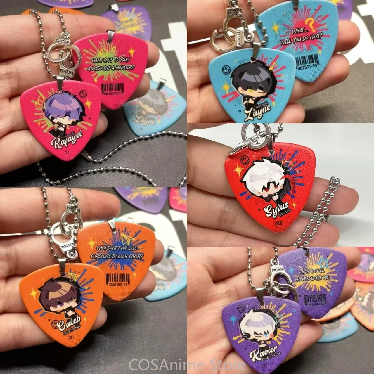 أنيمي الحب والفضاء العميق سيلوس كاليب رافاييل زين كافييه Kawaii تأثيري المفاتيح قلادة لطيف نموذج ديكور هدية عيد الميلاد