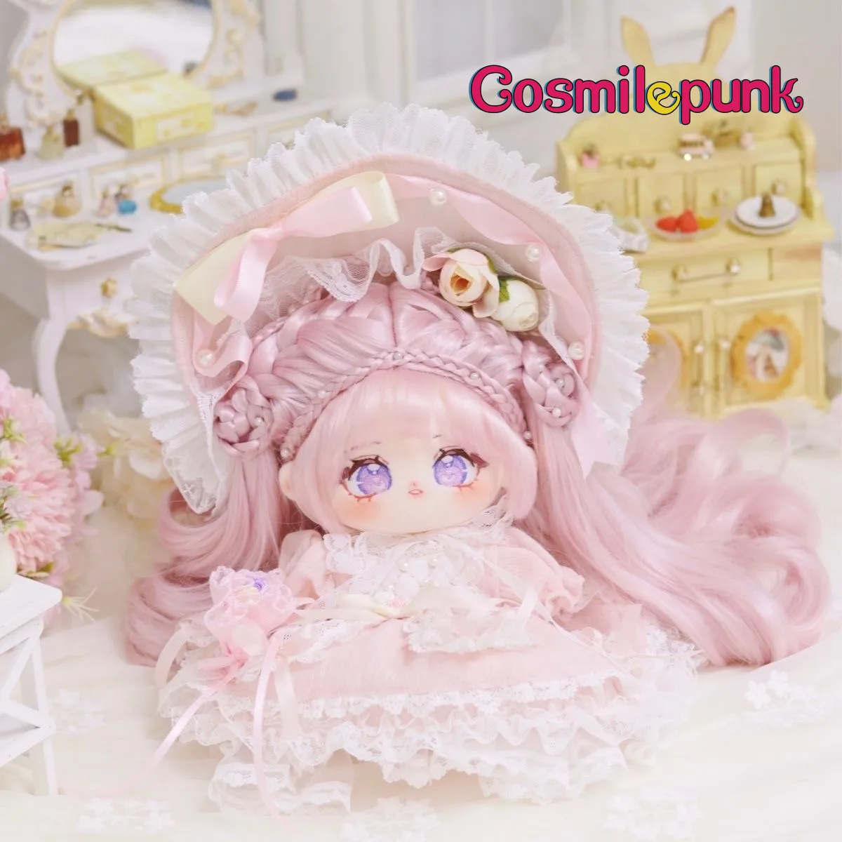 

Original Lolita Pink Soft Silk Wig Girl Plush 20cm 28cm Doll Body Toy Game Cosplay Anime Bag Accessories Decor Cute PDD