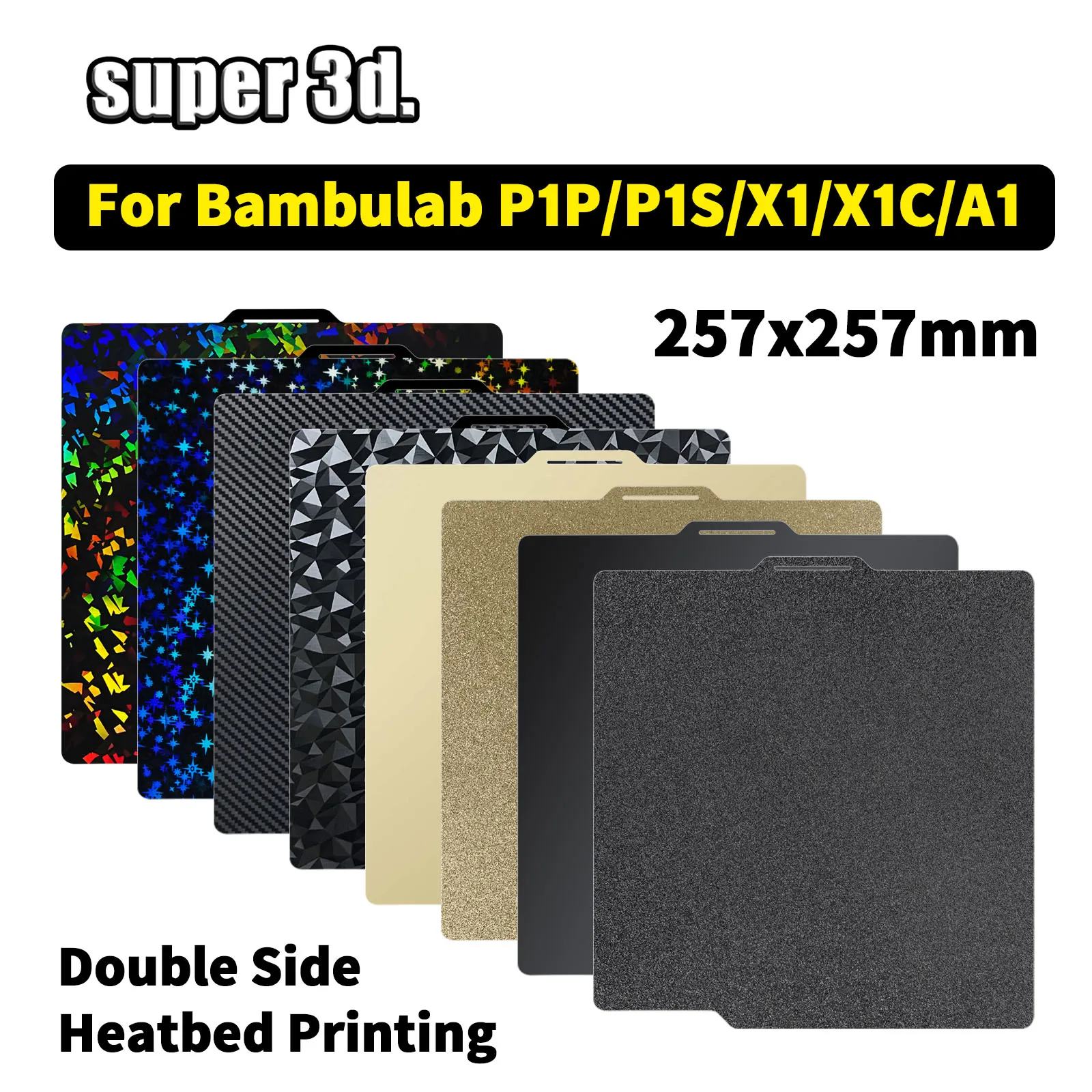 

Bambulab Build Plate 257x257 Spring Steel Sheet Pei Peo H1H Pey Bambulabs Sheet A1 X1C P1S build plate 3d Printer Bamboo Lab