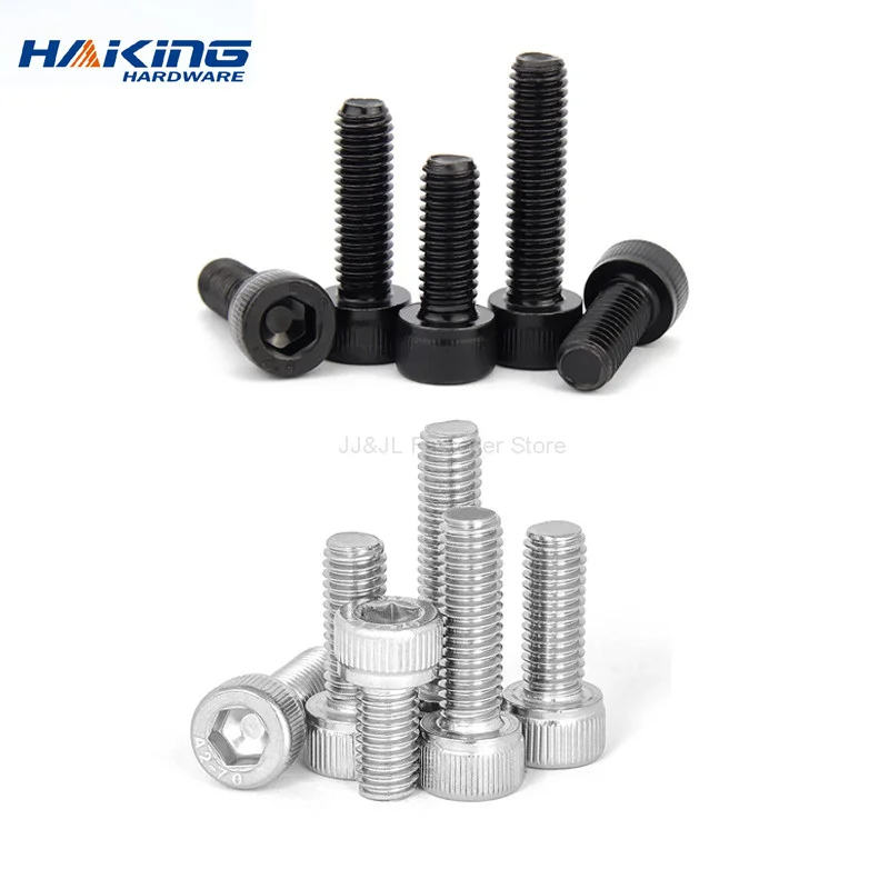 10pcs A2 Stainless Steel Black grade 12.9 Hex Docket Head cap screw M3  Screws High Strength Allen Bolt Full thread