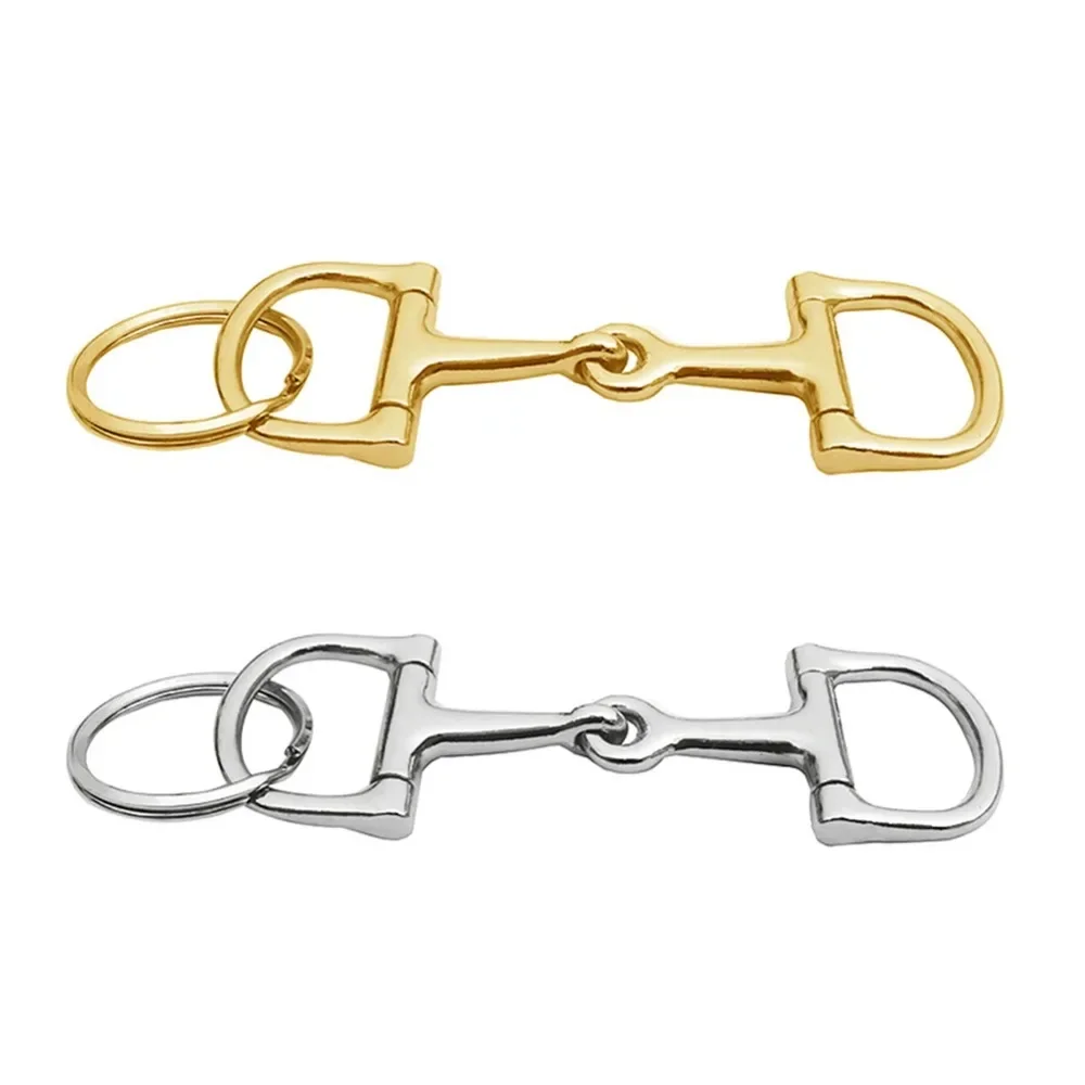 1PC D-Shaped Snaffle Keychain Durable Silver D Zine-Alloy Horse Snaffle Bits Key Chain Decoration Gift for Men Women