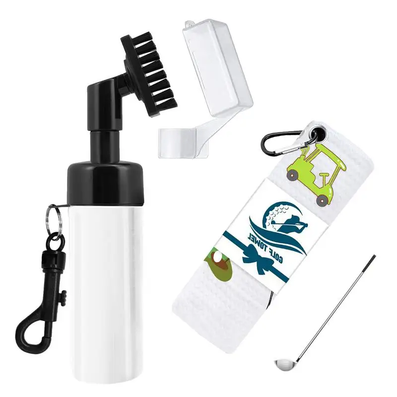 Printed Golf Towel Groove Cleaner Brush Golf Water Brush Golf Accessories Cleaner Tool With Clip Brush Tool Kit For Men