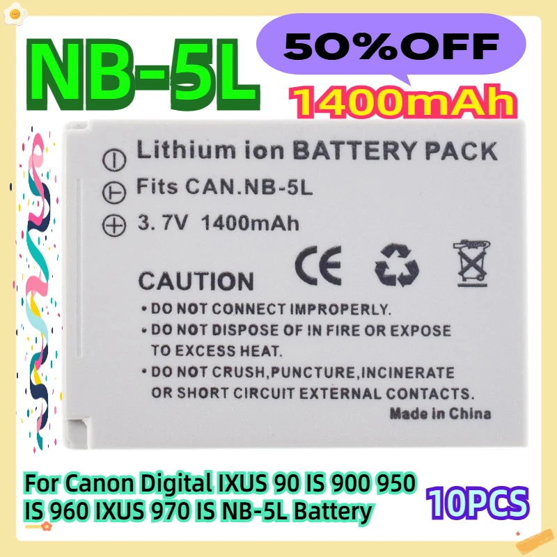 

For Canon Digital IXUS 90 IS 900 950 IS 960 IXUS 970 IS NB-5L Battery 10pcs