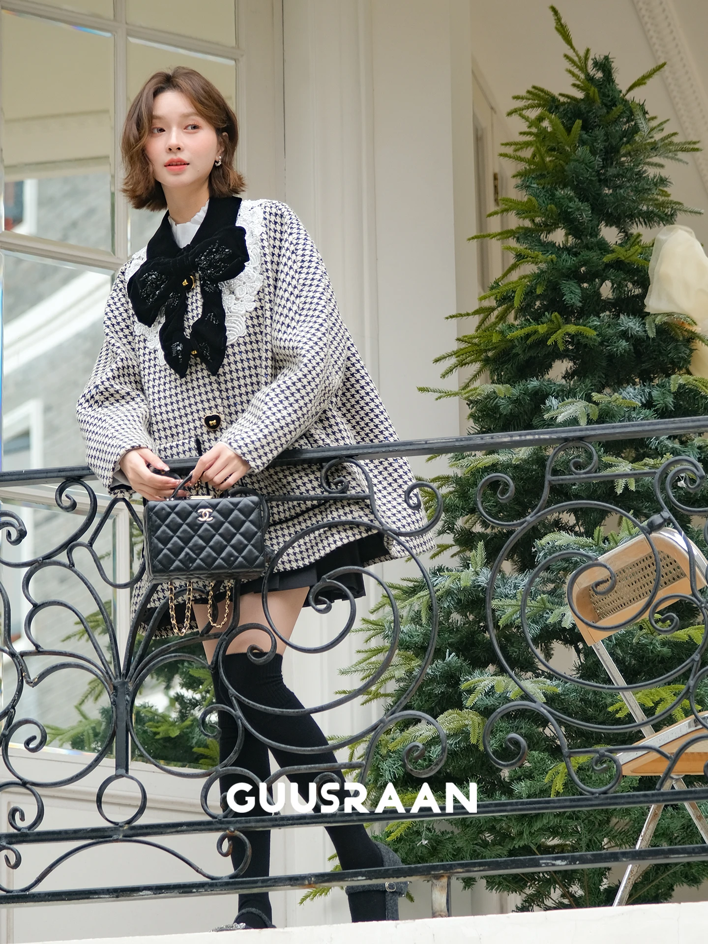 

Шерстяное пальто ручной работы в клетку для женщин, свободного кроя, с завязками, стройнящее, зимняя модная верхняя одежда для повседневной носки, чисто для электронной коммерции