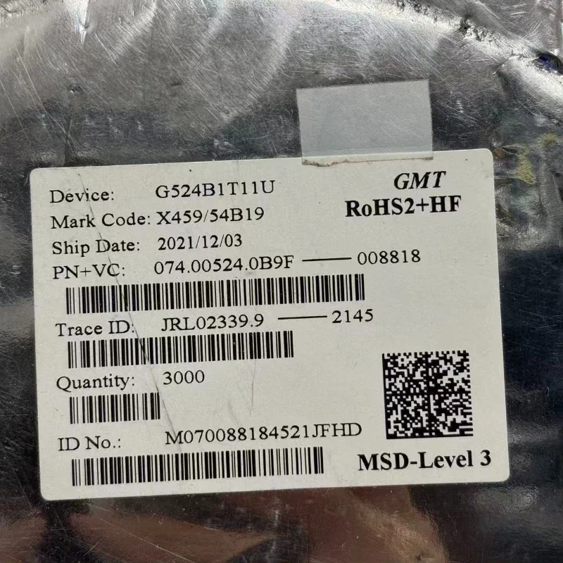 30pcs G524B1T11U Single-Channel High-Side Power Switch, 2.7V-5.5V, 70mΩ, SOT-23-5