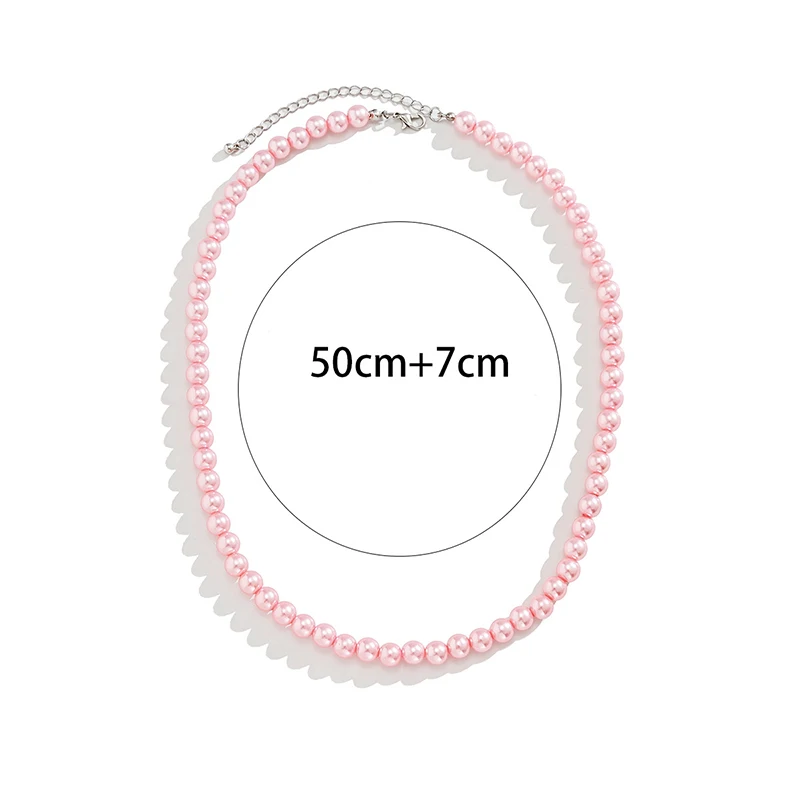 Trend Wedding Party Jewelry Pink Pearl Choker Necklace For Lovers\' Elegant Pink Imitation Pearl Beach Vacation Necklaces X0174