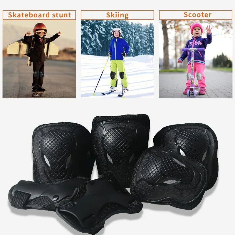 6Pcs/Set Elbow Knee Pads Skating Protector Skateboard Bicycle Sports Protective Gear Riding Roller Wrist Guard Kids Adult