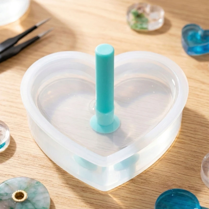Resin Pendant Mold with Built-In Hole Posts, Silicone Jewelry Casting Tray for Epoxy UV Resin Pendant, Earring and Charm Making