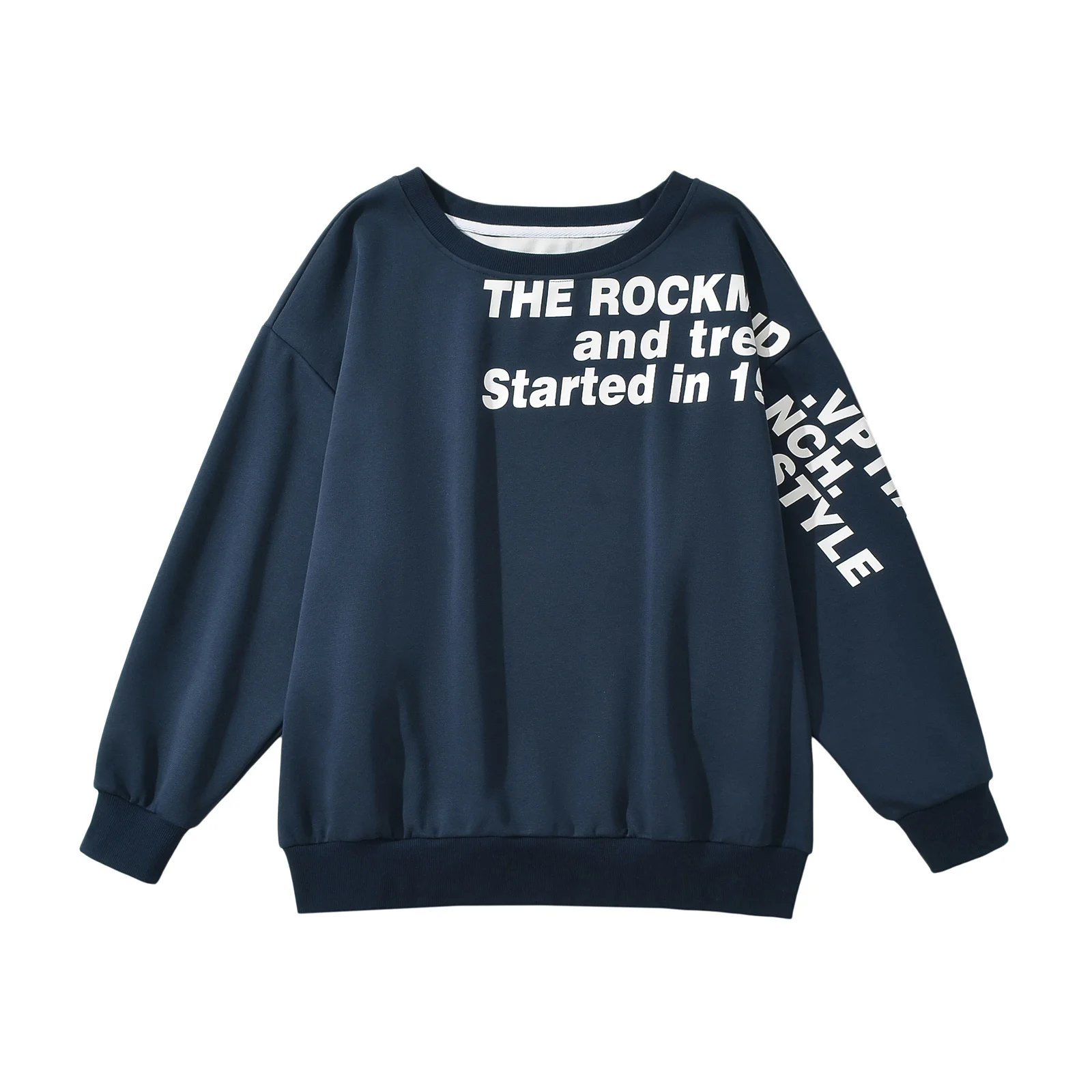 아메리칸 스타일 그레이 오프숄더 스웨트셔츠 여성 봄 가을 신상 루즈핏 레이지 걸 핫 걸 인스타 탑 스트리트웨어