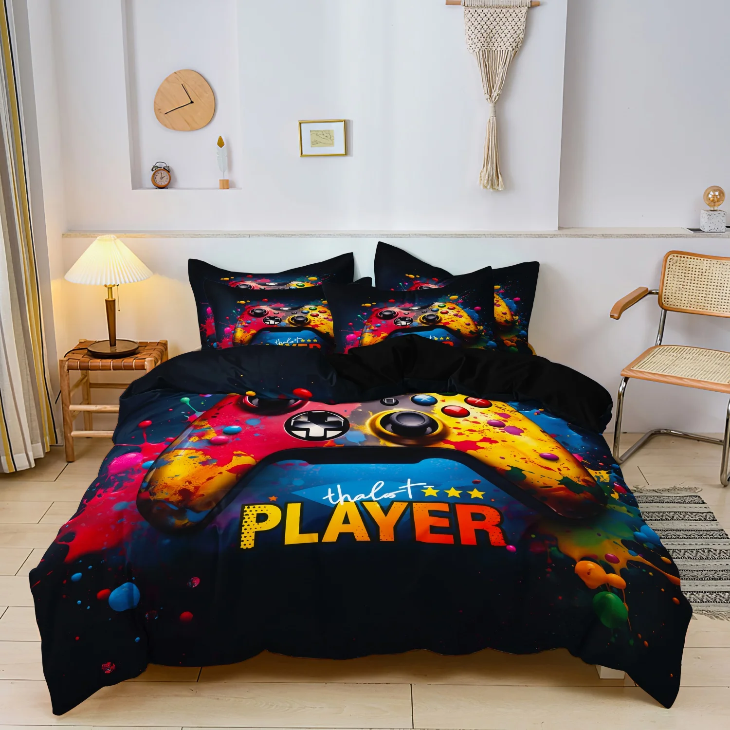 3pcs Vibrant Stylish And Cool Gaming Controller Digital Print Bedding  Duvet Cover Set -  HD Game Controller Print