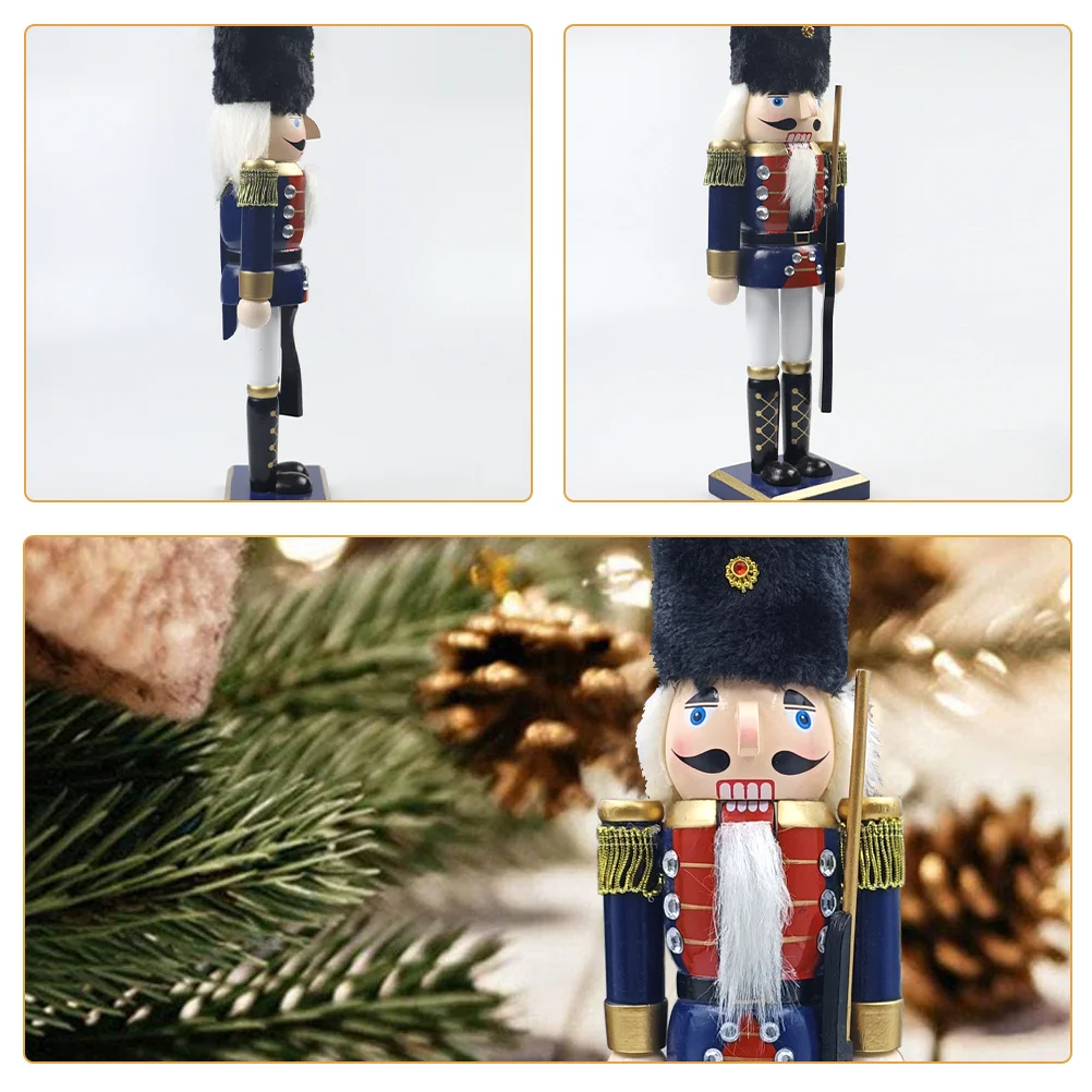 

Desktop Wooden Nutcracker Decor Christmas Traditional Figure Festive Holiday Decoration for Home Office Fireplace Mantle Xmas