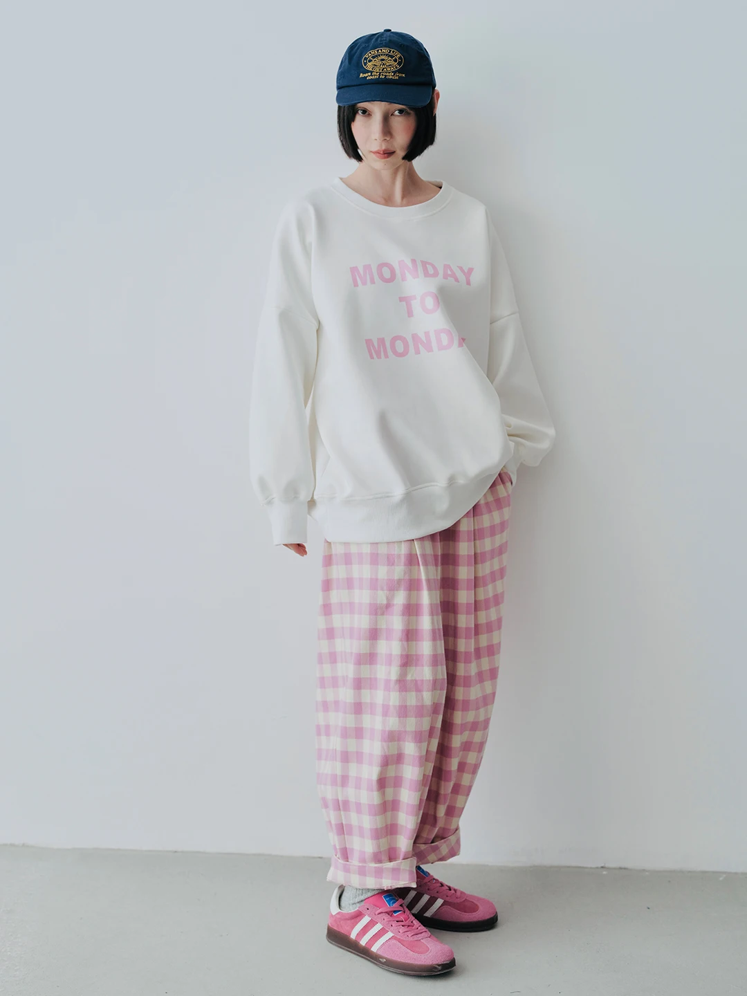 imakokoni 2024 Autumn New Collection Japanese Style Versatile Artistic Loose Grid Radish Pants for Women 244792