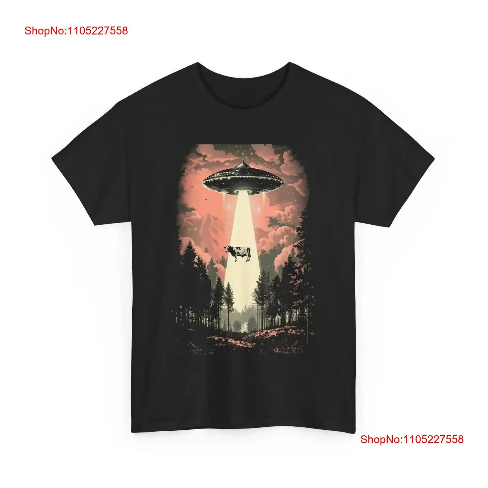 بقرة Ufo الغريبة تي شيرت اختطاف خمر غسلها تنوعا الرسم لينة أنيقة قليلا للجنسين أوم مريحة عادية