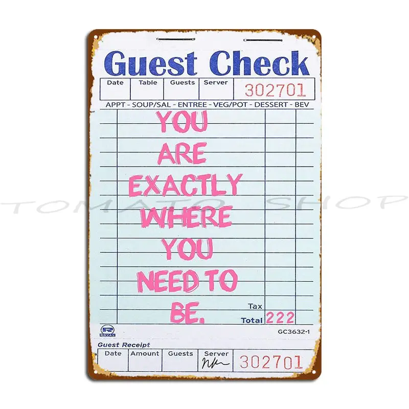Guest Check Nikkisbling Metal Sign Cinema Create Wall Decor Designing Tin Sign Poster