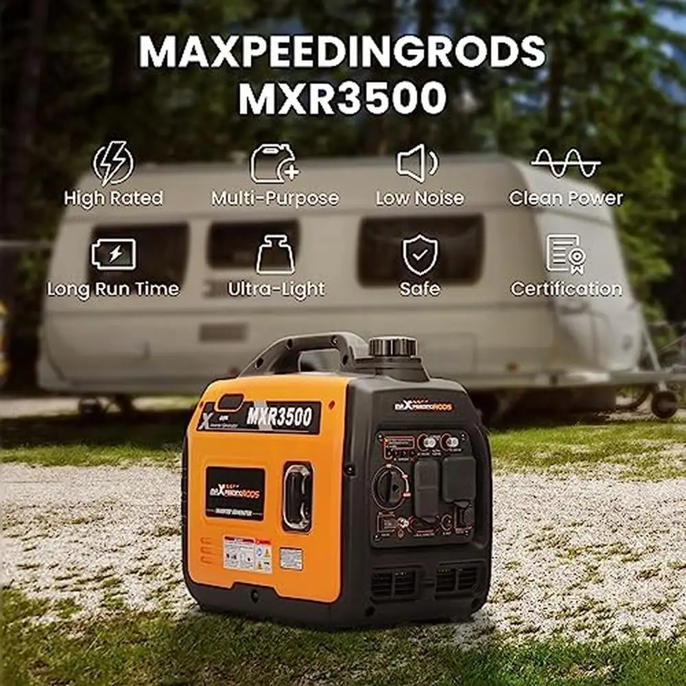 3500W Portable Inverter Generator Gas Powered Outdoor Home Backup