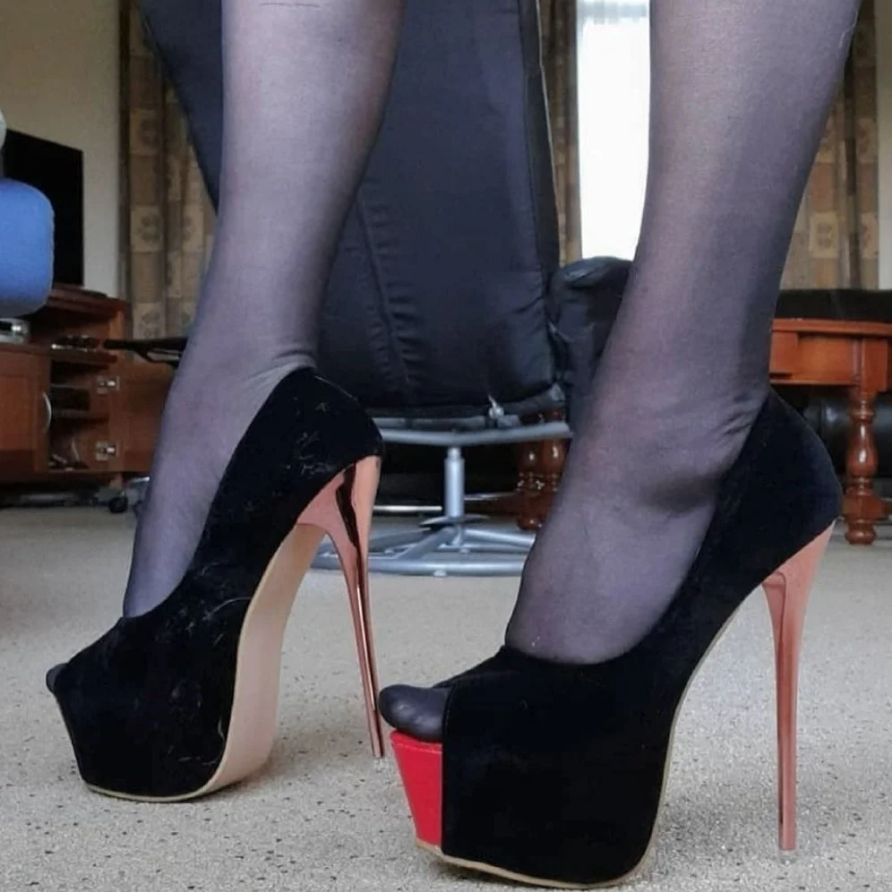 

BlackBlack Slip On Fleece Platform Pumps Thin High Heel Sexy Fashion Cool Summer Casual Big Size Woman Shoes Zapatillas Mujer