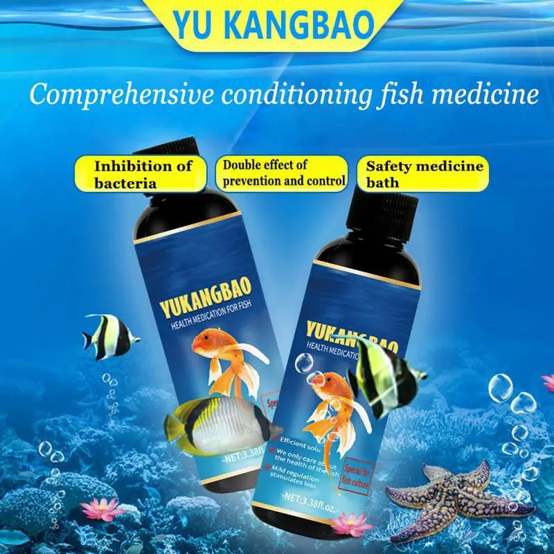 Fish Medicine for Freshwater 100ml Fin Rot Treat Purify Aquarium Water Safe Fish Remedy Aquarium Supplies for Algae Control