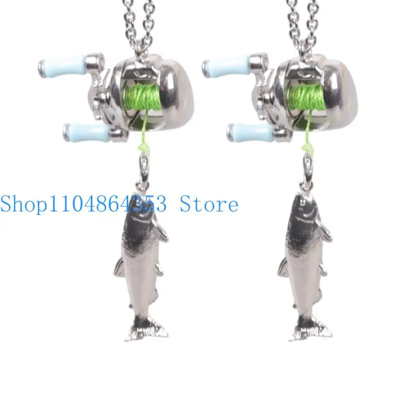 Lightweight Fishing Reel Charm Necklace Adjustable Length Neckchain Accessory For Fishing Lovers Outdoor Enthusiasts