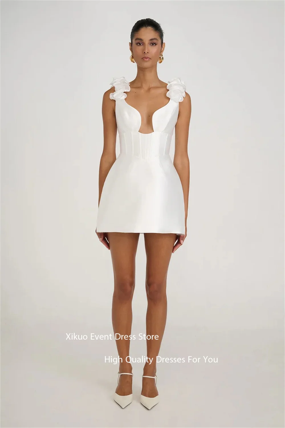 Xikuo-vestido De Novia Sexy con volantes De alta calidad, sin mangas, Mini longitud, línea A, personalizado