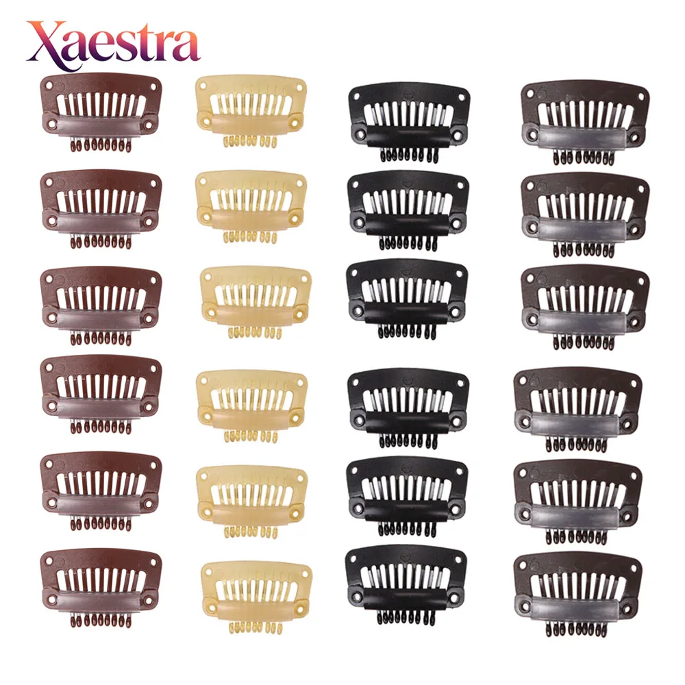 Snap Wig Clips 9-Teeth 100% Plastic Hair Clips With Silicon Rubber To Secure Wig Hair Extensions Toupee Anti Metal