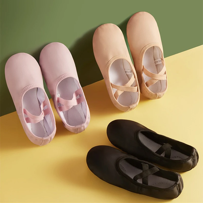 Ballet Leather Shoes Girl Juliet Flat Dance Shoes Professional Soft Split-Sole Ballerina Slipper Toddler Boys Yoga Training Shoe