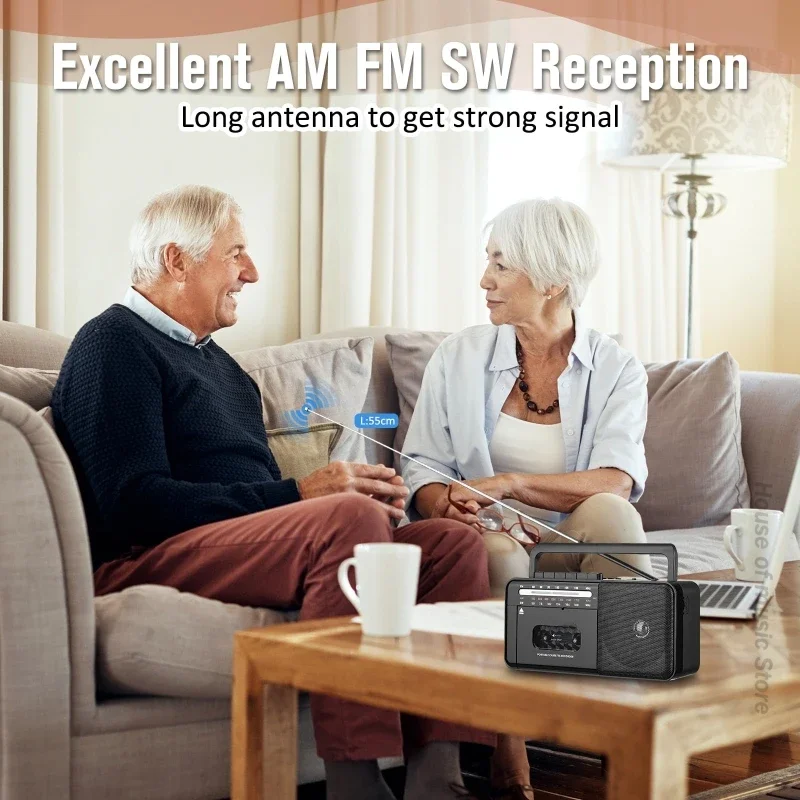 Cassette Radio Retro Bluetooth Boombox TF Card/USB/Tape Player AC Powered Or Battery Operated Stereo AM/FM/SW Radio With Speaker