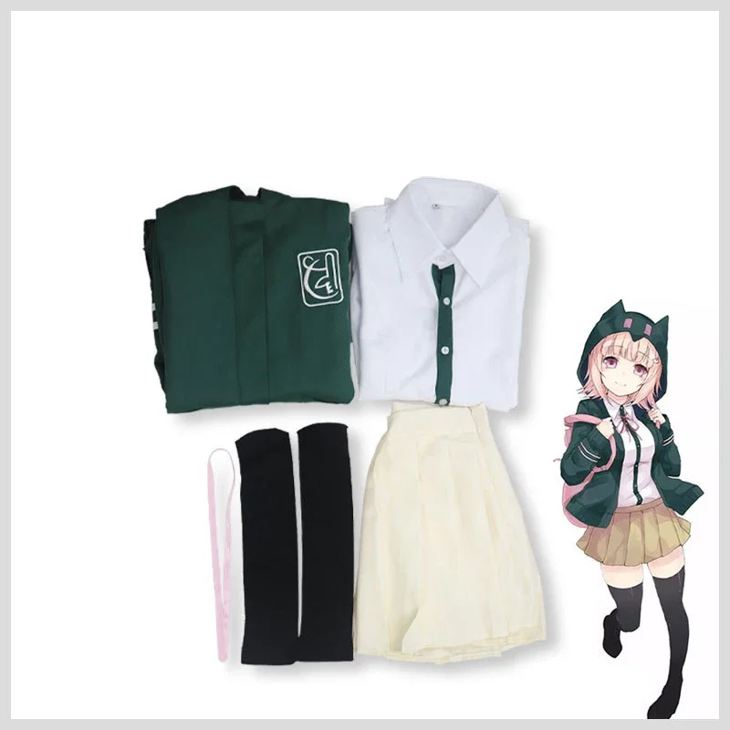 Danganronpa Cosplays Chiaki Nanami Chihiro Fujisaki Sisters Cosplay Costume Halloween Carnival Costume For Women Girls Skirt