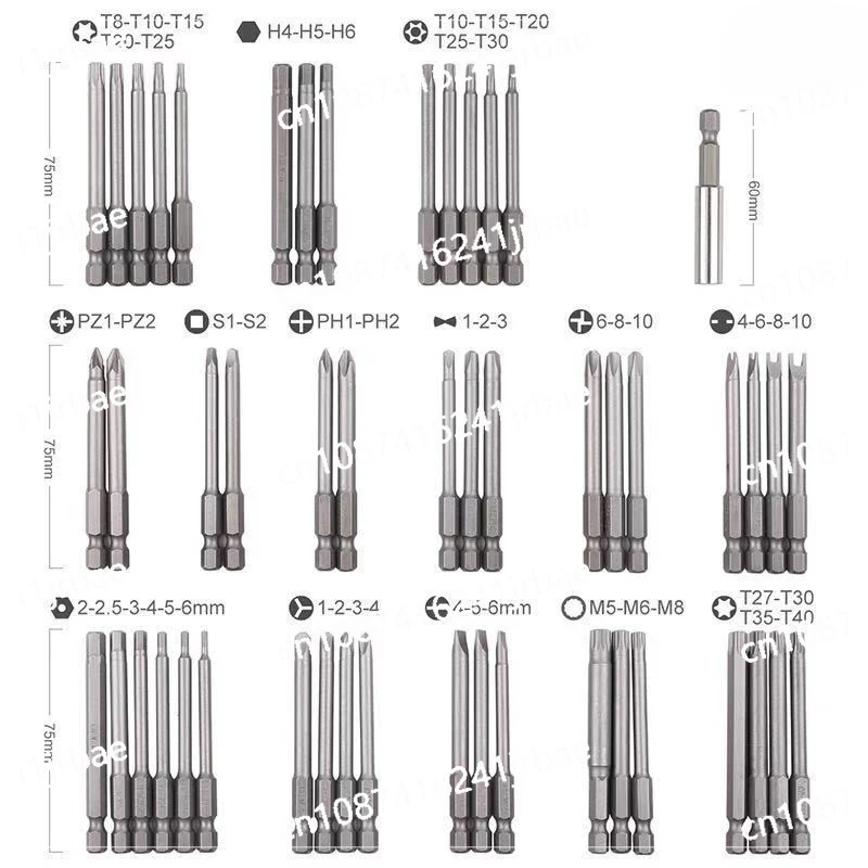 50/36pcs 75mm Extra Long Reach Bit Set Security Magnetic Screwdriver Bits Star Hex Bit Security Bit Set