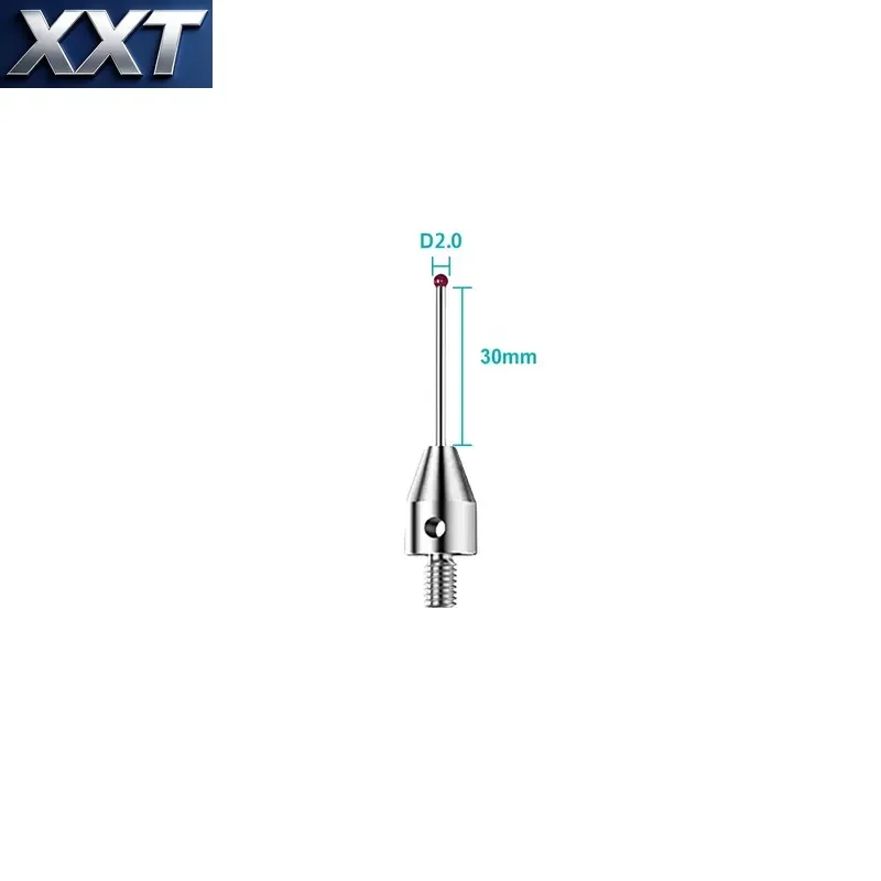 XXT Ruby Ball CNC Stylus M4 Thread, High Precision CMM Probe Tip D2.0mm 30mm Wear Resistant Machine Tool Inspection