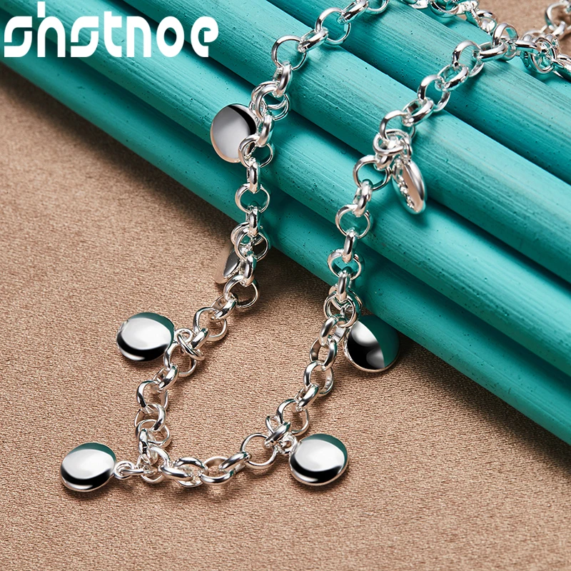 SHSTONE 925 Sterling Silver okrągły łańcuszek z fasolą naszyjnik dla kobiet wysokiej jakości biżuteria ślubna zaręczynowa — zdjęcie 5