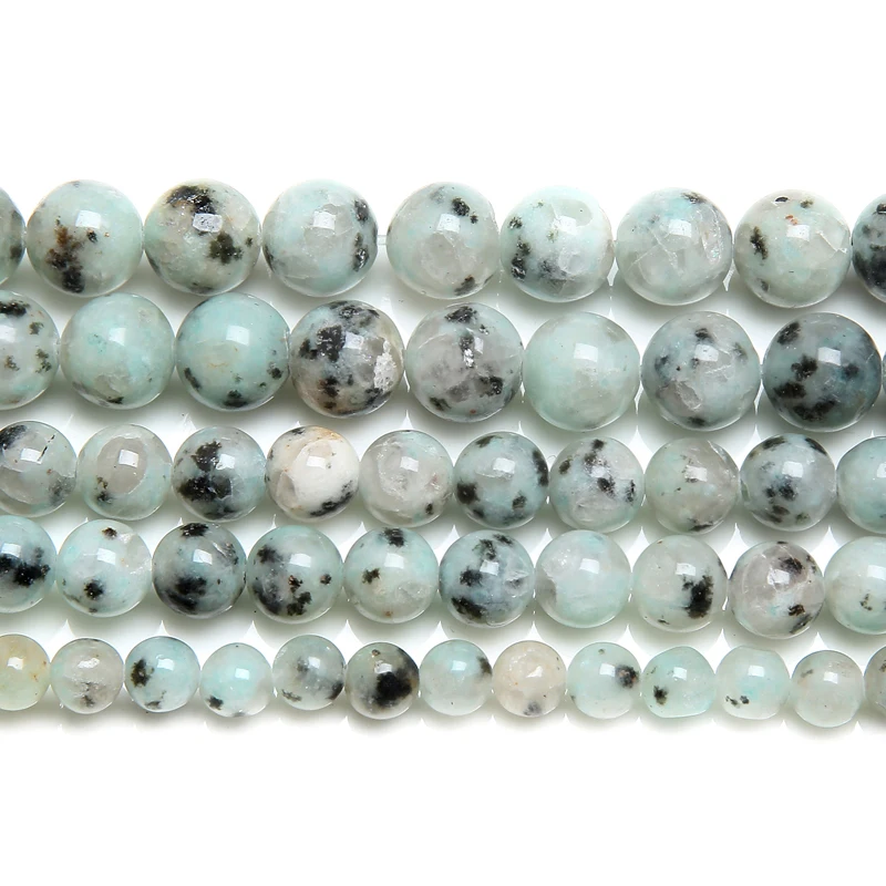 Natural Sesame Stone Kiwi Jasper Round Loose Beads 4 6 8 10 12MM Pick Size for Jewelry Making