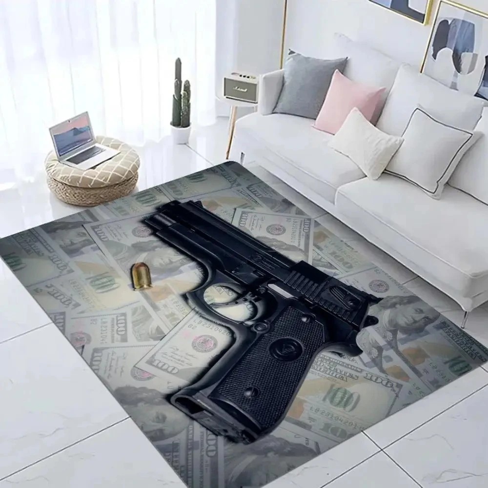 Rifle Pistol Revolver Gun AK47 Pattern Floor Mat Hallway Carpet Retro Multiple Choice Living Room Kitchen Rug Non-Slip Welcome