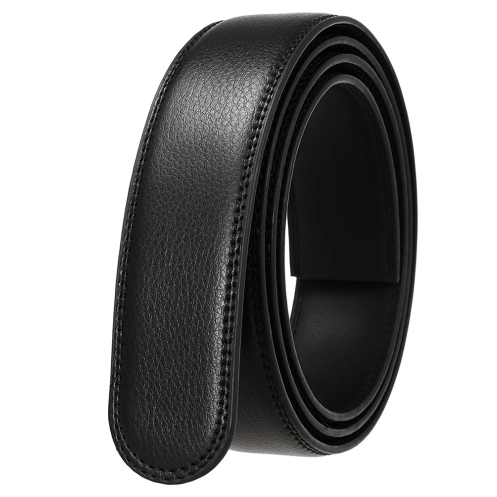 Hongmioo No Buckle 3.5cm Width Cowskin Genuine Leather Belt Men Without Automatic Buckle Strap Male Black Brown Blue Gray