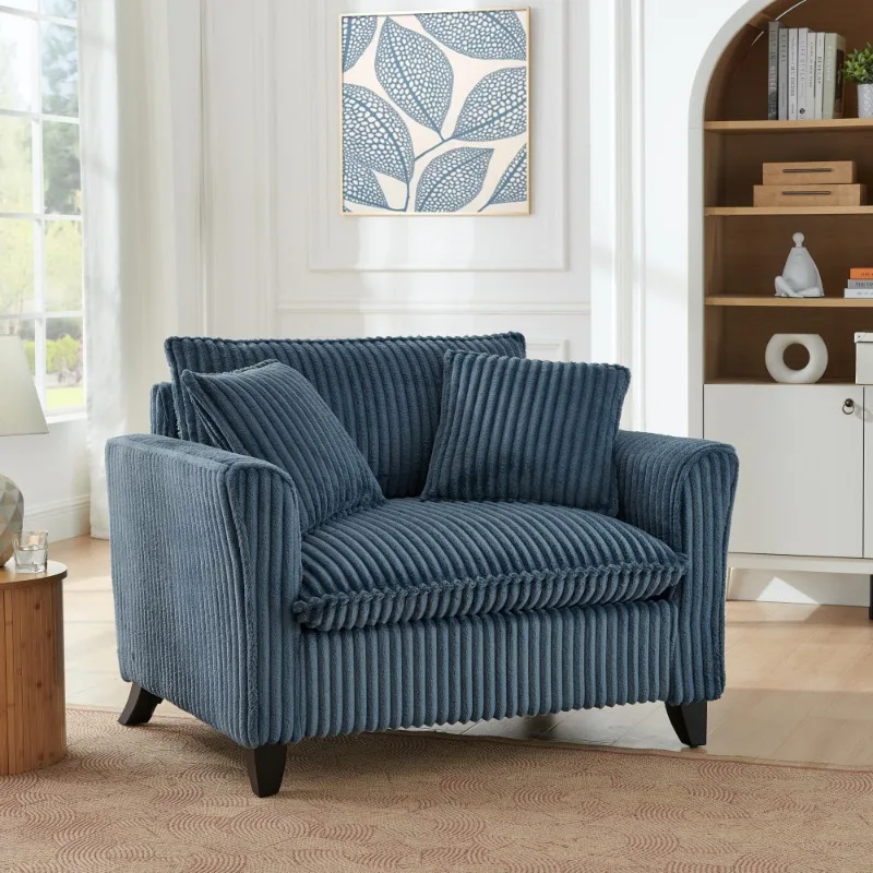 

Blue Lazy Single Sofa Chair with Backrest Soft Seat Cushion and Double Armrests for Living Room Bedroom
