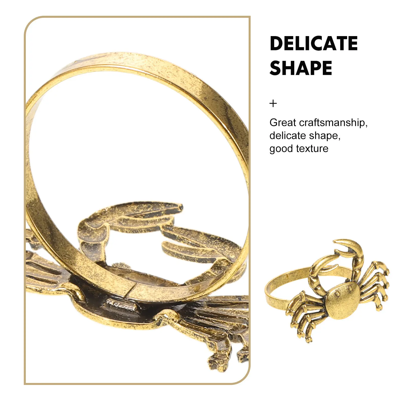 6 Pcs Crab Napkin Ring Coastal Table Decor Elegant Rings Dining for Wedding Dinner Party Engagement Holders