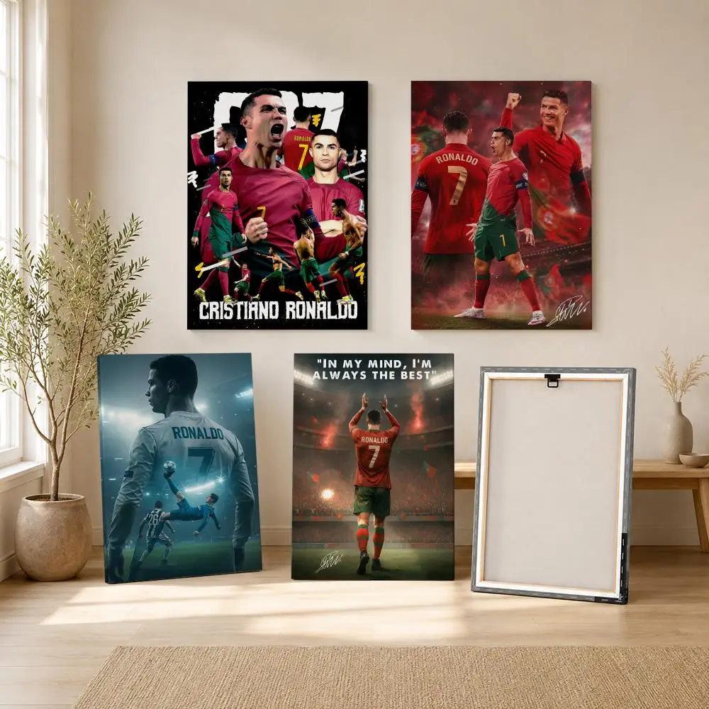 Football Star C-Cristiano R-Ronaldo Painting Calligraphy Framed Canvas Wall Art Print | Modern Poster | Home Hallway Decor