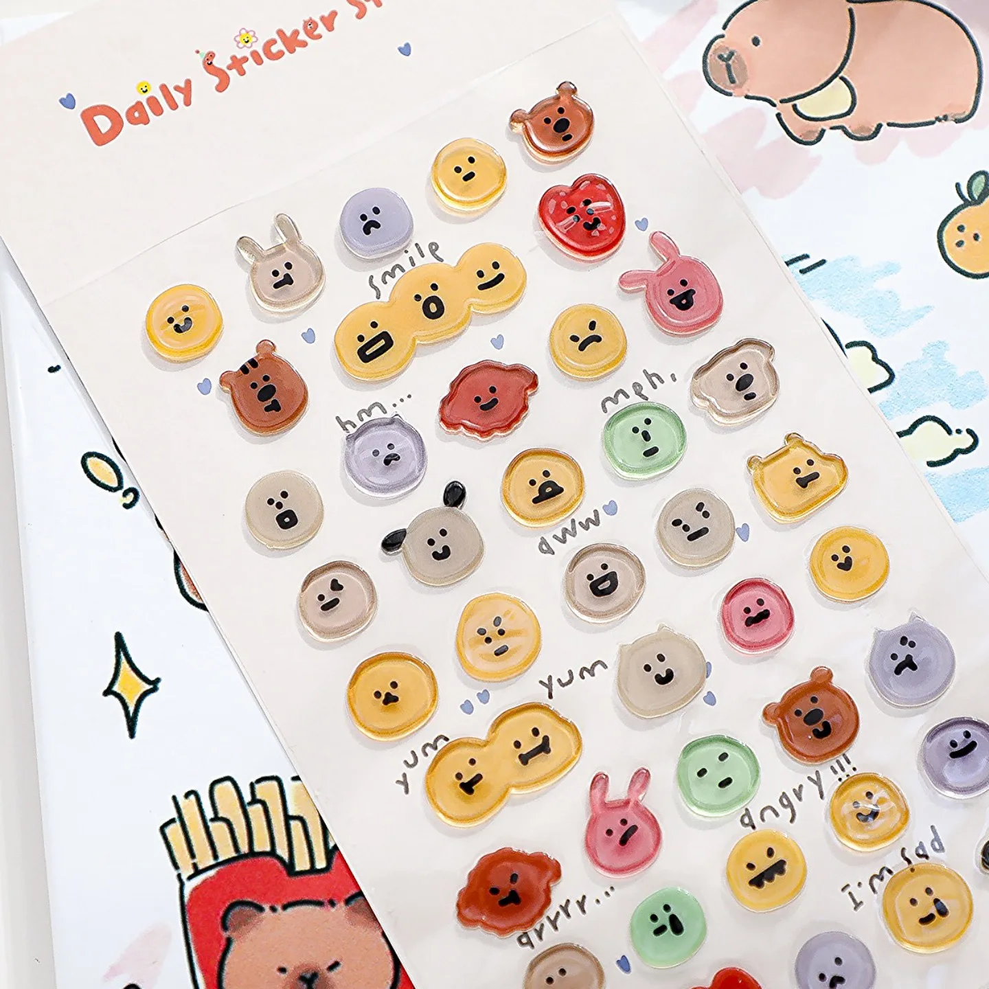 Koreanische 3D Smiley-Kristallaufkleber DIY Bastelbedarf BONITO Edelstein-Sticker für Scrapbooking, Junk Journal & Heimdekoration – Detail 13