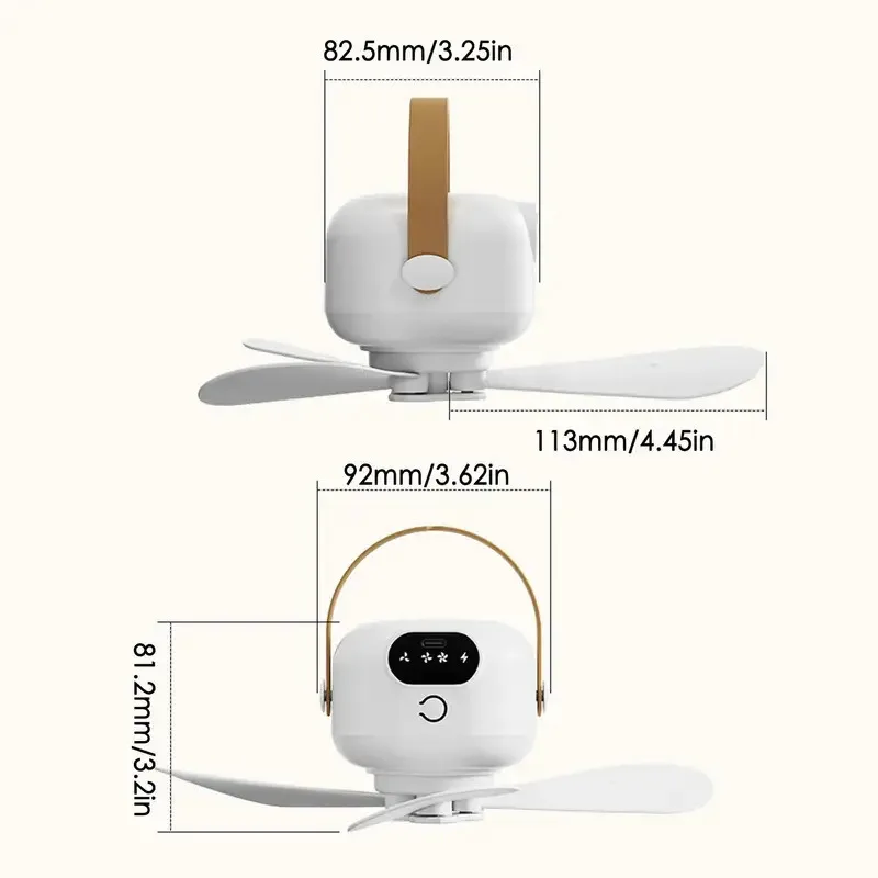 TOPLIVING Portable Ceiling Fan Outdoor Camping Fan Tent Ventilator Cooler Rechargeable Electric Fan  Remote Control 3 Gears LED
