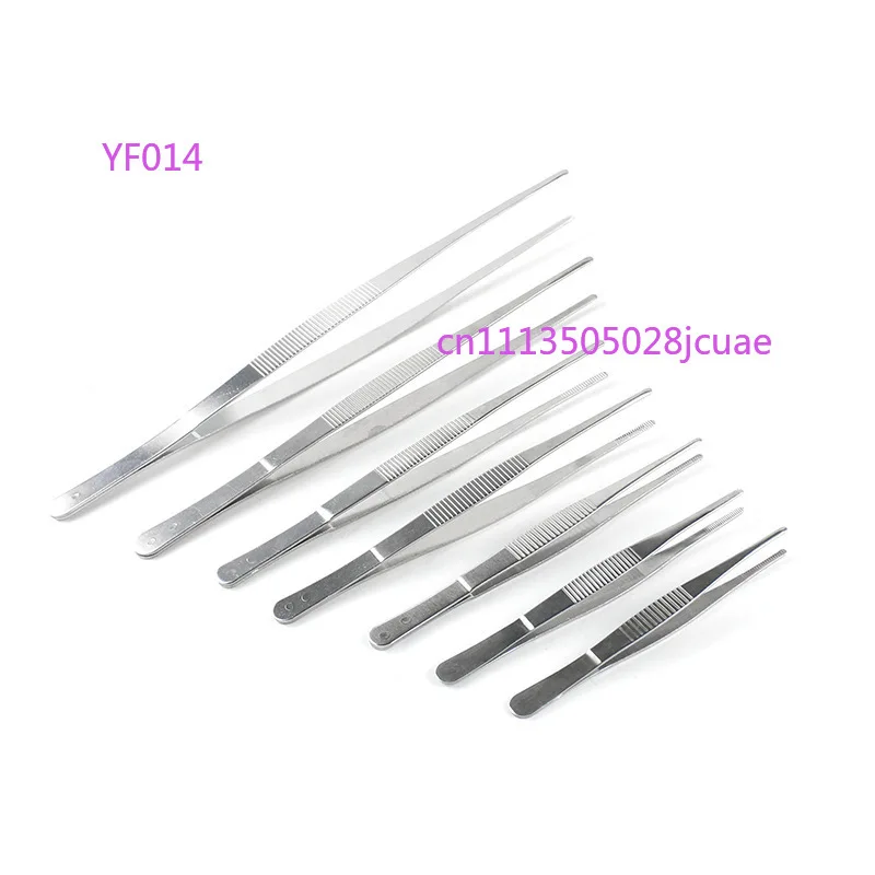 10PCS 304 Stainless Steel Tweezers Round & Pointed Tip, Serrated Non-Slip, Thick Hardened