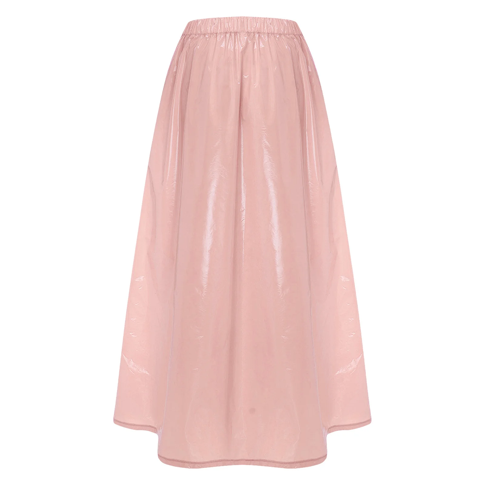 Women Glossy Maxi Skirt Waterproof Long Skirt Clubwear Elastic Waistband Swing Skirts for Rave Party Beach Nightclub Costume